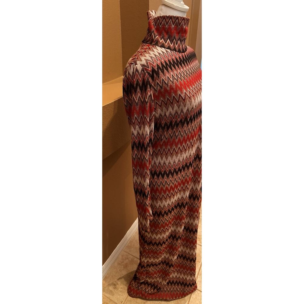 Misa Los Angeles Liv Mock Neck Long Sleeve Dress Winter Chevron Size L - Picture 5 of 10